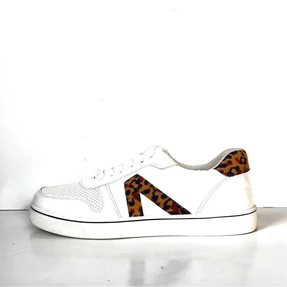 MIA Alisa NEW White Leopard Print Accent Skate Athleisure Sneakers SZ 8.5